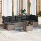 Sofa Set mit Kissen mit Speicher 8 pcs Hellgrau Poly-Rattan