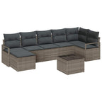 Sofa Set mit Kissen mit Speicher 8 pcs Hellgrau Poly-Rattan