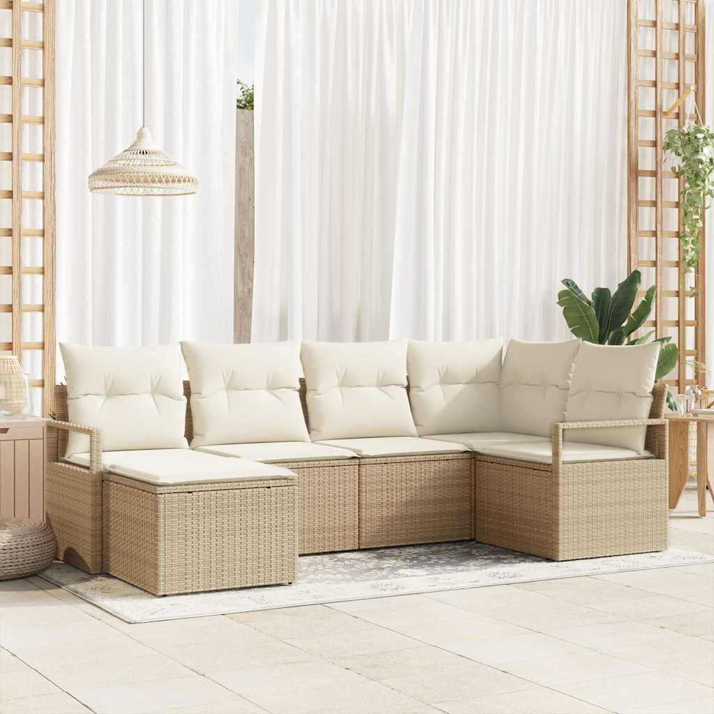Sofa Set mit Kissen 8 pcs Beige und Creme Poly-Rattan