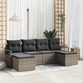 Sofa Set mit Kissen mit Speicher 6 pcs Grau Poly-Rattan