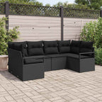 Gartensofa-set mit Kissen 6 pcs Schwarz Poly-Rattan