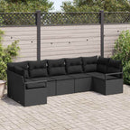 Gartensofa-set mit Kissen 7 pcs Schwarz Poly-Rattan