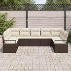 Gartensofa-set mit Kissen 9 pcs Braun und Weiß Poly-Rattan