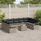 Gartensofa-set mit Kissen 10 pcs Hellgrau Poly-Rattan