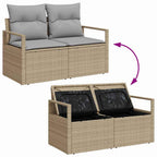 Gartensofa-set mit Kissen 10 pcs Beige und Weiß Poly-Rattan