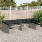 Gartensofa-set mit Kissen 11 pcs Hellgrau Poly-Rattan
