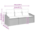 Gartensofa-set mit Kissen 3 pcs Braun und Weiß Poly-Rattan