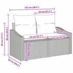 Gartensofa-set mit Kissen 3 pcs Schwarz Poly-Rattan