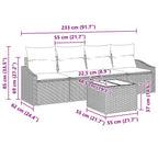 Sofa Set mit Kissen 5 pcs Braun und Creme Poly-Rattan