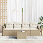 Sofa Set mit Kissen 5 pcs Beige und Creme Poly-Rattan