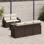 Sofa Set mit Kissen 6 pcs Braun und Creme Poly-Rattan