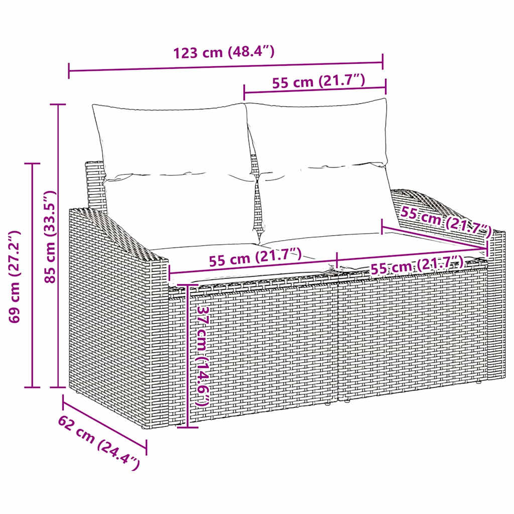 Sofa Set mit Kissen mit Speicher 6 pcs Grau Poly-Rattan