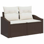 Sofa Set mit Kissen 7 pcs Braun und Creme Poly-Rattan