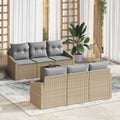 Sofa Set mit Kissen 7 pcs Beige und Grau Poly-Rattan