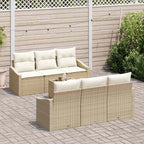 Sofa Set mit Kissen 7 pcs Beige und Creme Poly-Rattan