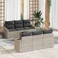 Sofa Set 7 pcs Hellgrau und Dunkelgrau Poly-Rattan