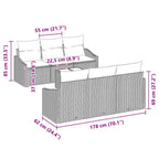 Sofa Set mit Kissen mit Speicher 7 pcs Schwarz Poly-Rattan