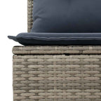 Sofa Set mit Kissen 7 pcs Grau und Marineblau Poly-Rattan