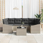 Sofa Set mit Kissen 7 pcs Hellgrau und Dunkelgrau Poly-Rattan