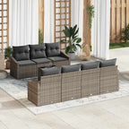 Sofa Set mit Kissen mit Speicher 8 pcs Grau Poly-Rattan