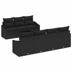 Sofa Set mit Kissen mit Speicher 8 pcs Schwarz Poly-Rattan