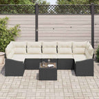 Sofa Set mit Kissen 8 pcs Schwarz und Creme Poly-Rattan