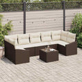 Sofa Set mit Kissen 8 pcs Braun und Creme Poly-Rattan