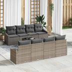 Sofa Set mit Kissen mit Speicher 7 pcs Grau Poly-Rattan