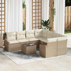 Sofa Set mit Kissen 9 pcs Beige und Creme Poly-Rattan