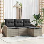 Sofa Set mit Kissen mit Speicher 4 pcs Hellgrau Poly-Rattan