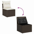 Sofa Set mit Kissen 5 pcs Braun und Creme Poly-Rattan