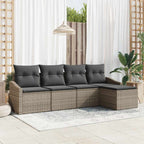Sofa Set mit Kissen mit Speicher 5 pcs Grau Poly-Rattan