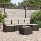 Sofa Set mit Kissen 6 pcs Braun und Creme Poly-Rattan