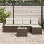 Sofa Set mit Kissen 6 pcs Braun und Creme Poly-Rattan