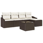Sofa Set mit Kissen 6 pcs Braun und Creme Poly-Rattan