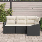 Gartensofa-set mit Kissen 4 pcs Schwarz und Weiß Poly-Rattan