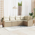 Gartensofa-set mit Kissen 5 pcs Beige und Weiß Poly-Rattan