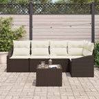 Gartensofa-set mit Kissen 6 pcs Braun und Creme Poly-Rattan