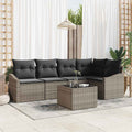 Gartensofa-set mit Kissen 6 pcs Hellgrau Poly-Rattan