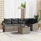 Gartensofa-set mit Kissen 6 pcs Hellgrau Poly-Rattan
