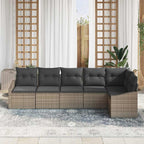 Gartensofa-set mit Kissen mit Speicher 6 pcs Grau Poly-Rattan