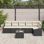 Gartensofa-set mit Kissen 7 pcs Braun und Creme Poly-Rattan