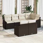 Gartensofa-set mit Kissen 7 pcs Braun und Weiß Poly-Rattan