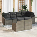 Gartensofa-set mit Kissen mit Speicher 7 pcs Grau Poly-Rattan