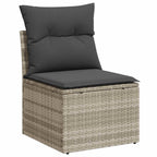 Gartensofa-set mit Kissen 7 pcs Hellgrau Poly-Rattan