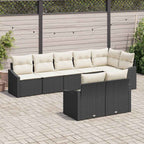 Gartensofa-set mit Kissen 8 pcs Schwarz und Weiß Poly-Rattan