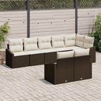 Gartensofa-set mit Kissen 8 pcs Braun und Weiß Poly-Rattan