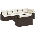 Gartensofa-set mit Kissen 9 pcs Braun und Creme Poly-Rattan