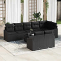 Gartensofa-set mit Kissen 9 pcs Schwarz Poly-Rattan