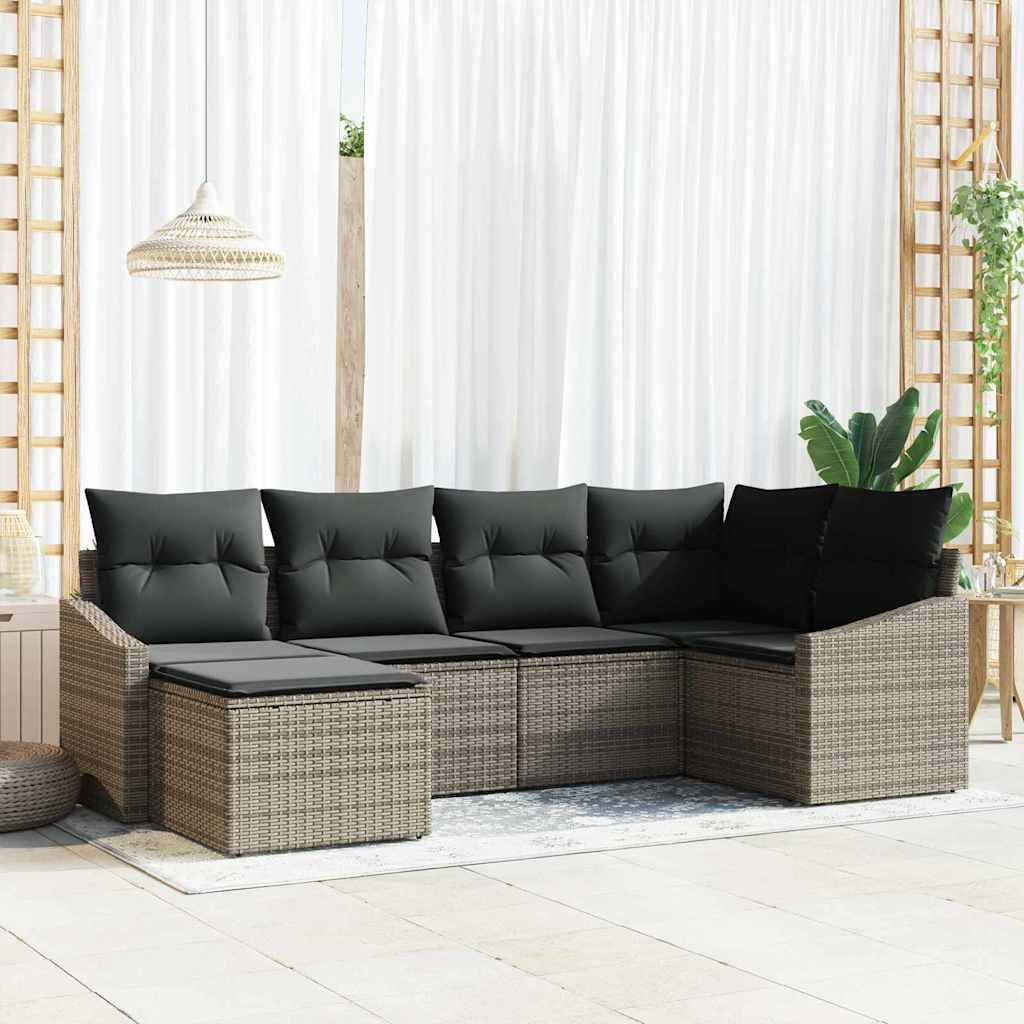 Garten Essgruppe mit Kissen mit Speicher 6 pcs Grau